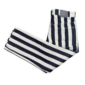 6397 NP029 Denim Shorty Jeans Cotton 26 Made in Italy Dark Blue White Stripe